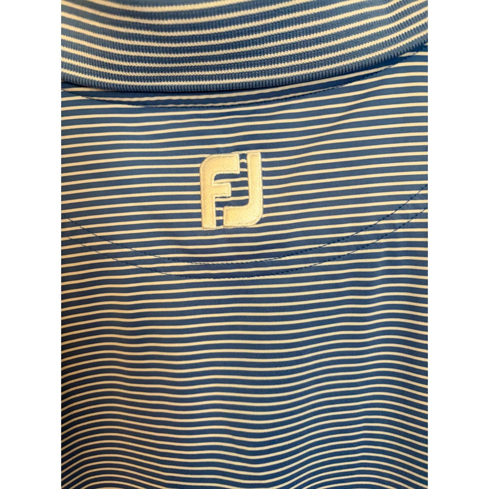 FootJoy Mens ProDry Striped Golf Polo Shirt Blue White Large Short Sleeve FJ - Picture 5 of 8